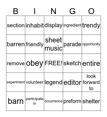 BEYOND THE HORIZON Bingo Card