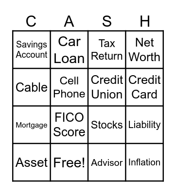 Financial Workshop Bingo Card