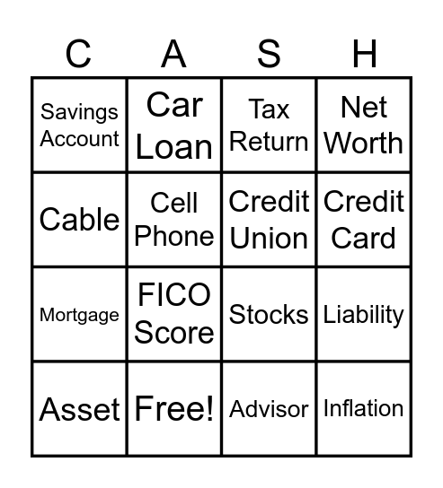Financial Workshop Bingo Card