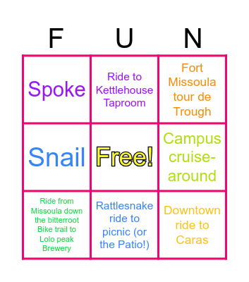 SLOW SPOKES BINGO Card