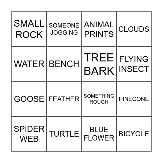NATURE BINGO Card