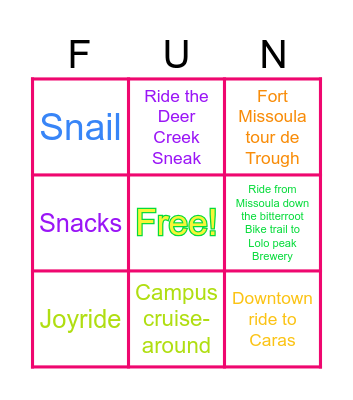 SLOW SPOKES BINGO Card