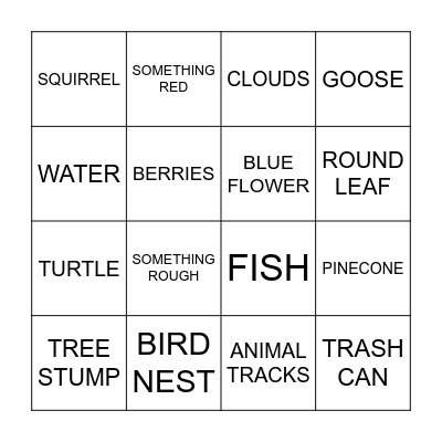 NATURE BINGO Card