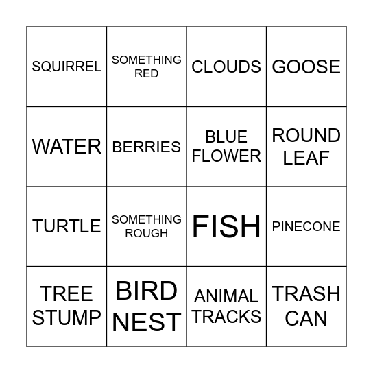 NATURE BINGO Card
