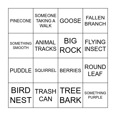 NATURE BINGO Card