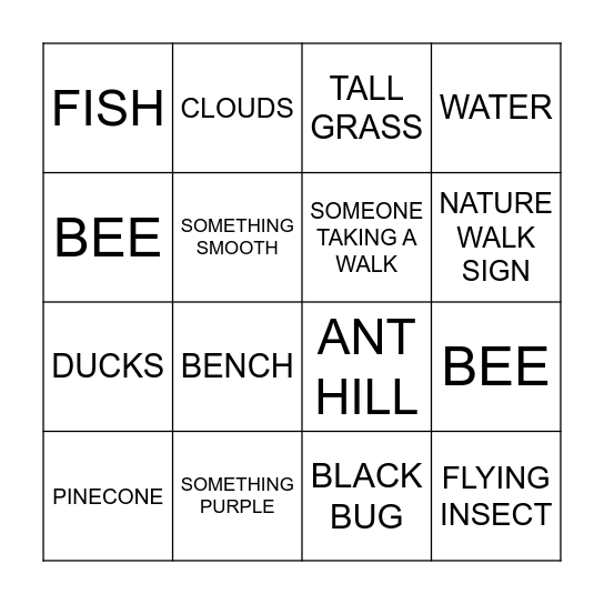 NATURE BINGO Card