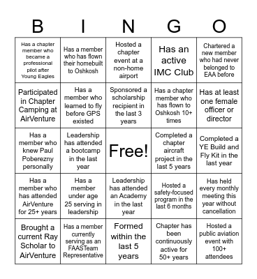 Chapters Bingo Card