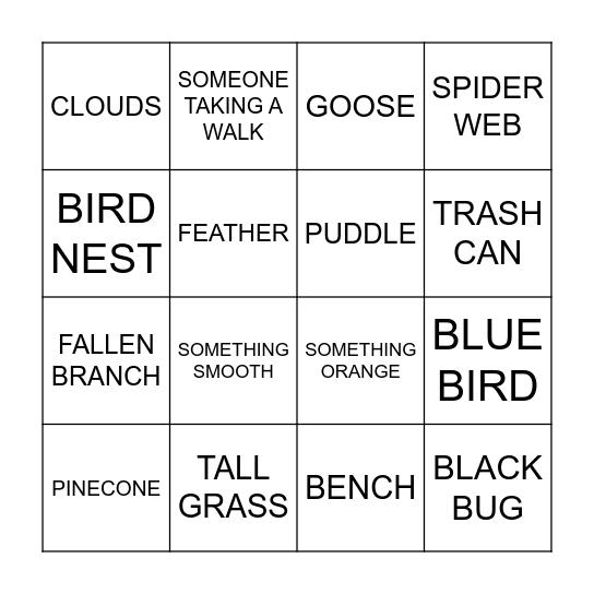 NATURE BINGO Card