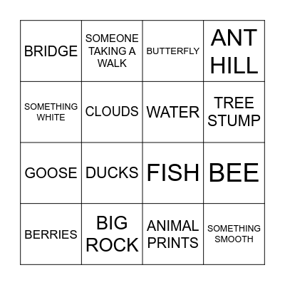 NATURE BINGO Card
