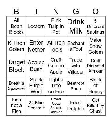 MINECRAFT BINGO 7.0 Bingo Card