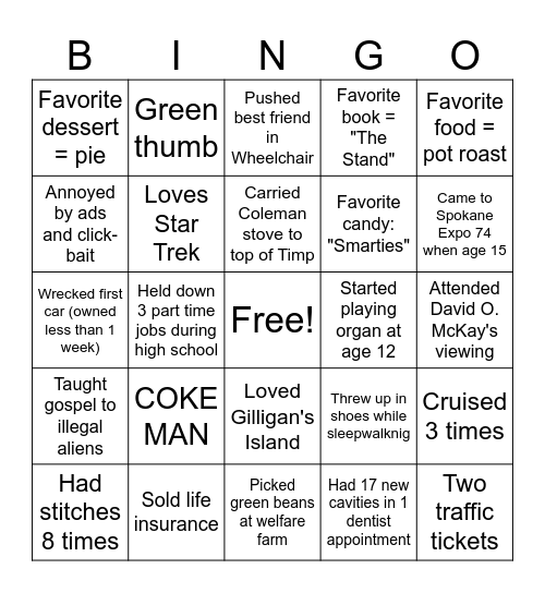 GRANDPA BINGO Card