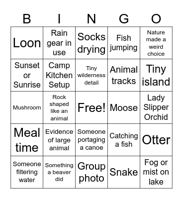 BWCA Photo Bingo Card