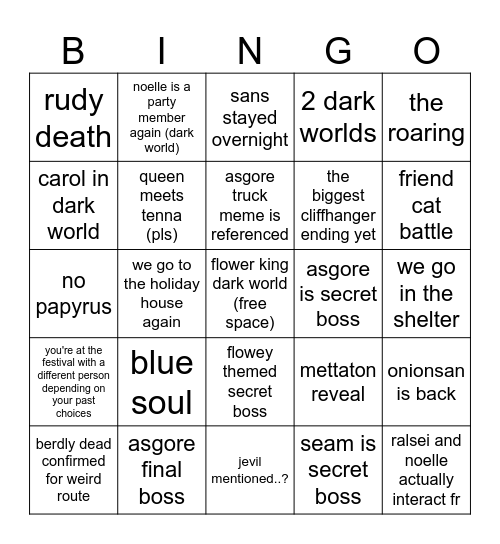 DELTARUNE chapter 5 bingo Card