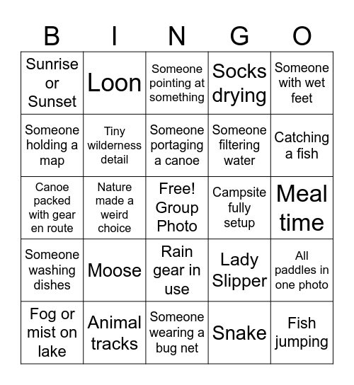 BWCA Bingo Card