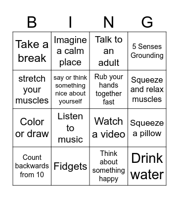 COPING SKILLS FOR KIDS Bingo Card