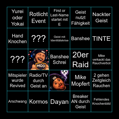 Geister Stream Bingo Card