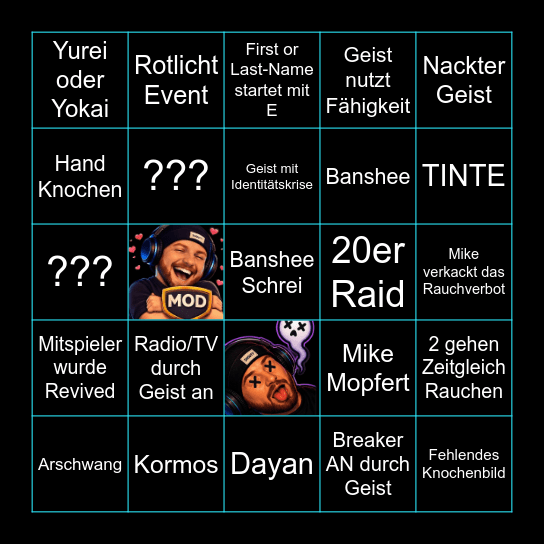 Geister Stream Bingo Card