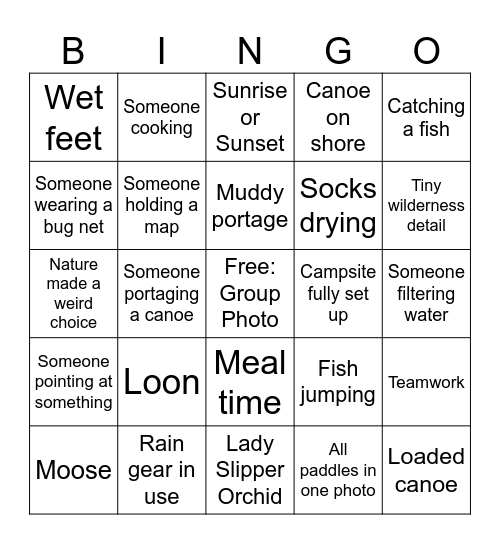 BWCA Bingo Card