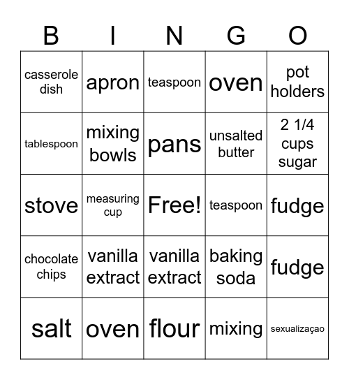 :) BAKING BINGO (: Bingo Card