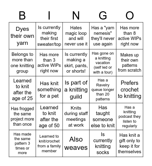 PKG Game Night Bingo Card
