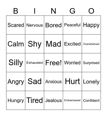 Emotions Bingo Card
