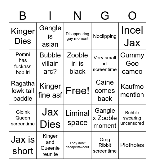 TADC Final Act Bingo Card