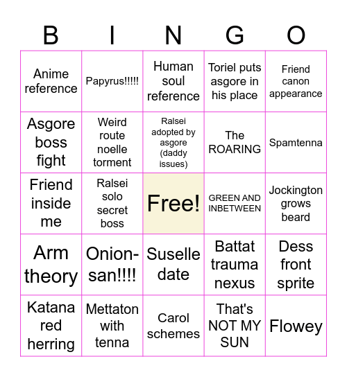 CHAPTER 5 Bingo Card