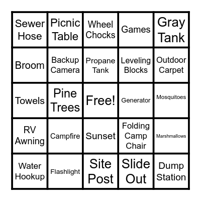 RV There Yet? Bingo Card