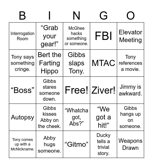 NCIS Bingo Card