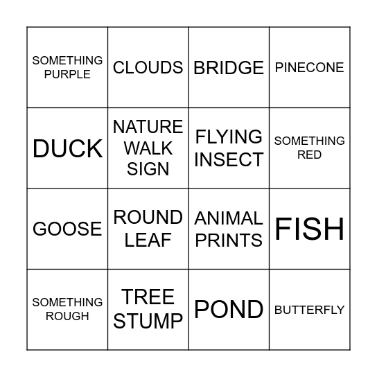 NATURE BINGO Card