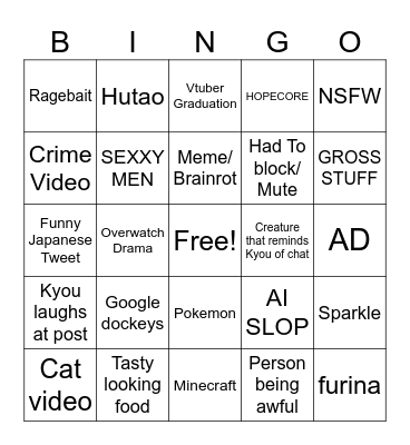 KYOUKEU DOOMSCROLL BINGO Card