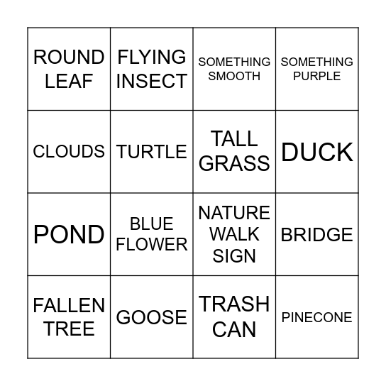NATURE BINGO Card