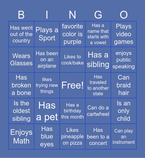Human Bingo! Bingo Card