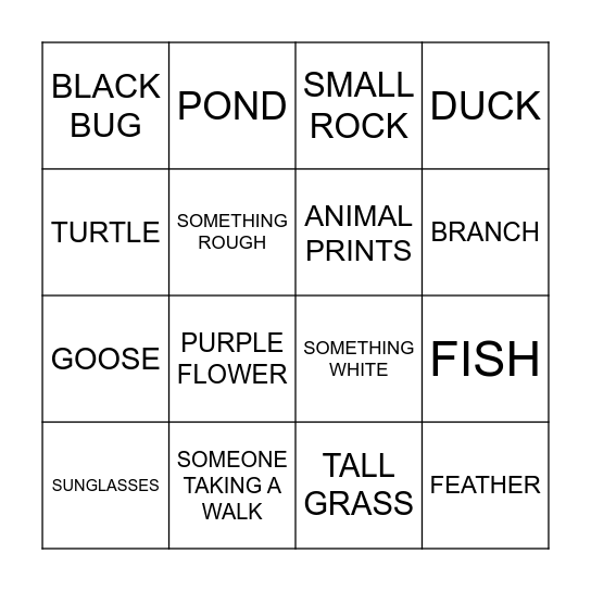 NATURE BINGO Card