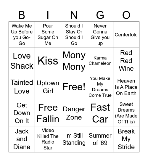 80s Bingo Card