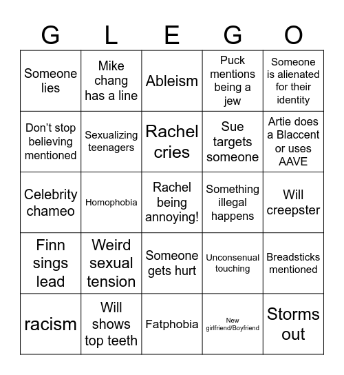 GLEENGO Bingo Card