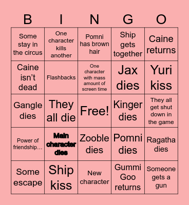 TADC finale bingo Card