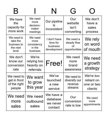 Gen Leads Bingo Card