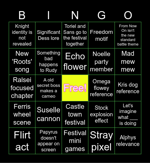 Deltarune Ch. 5 Bingo Card