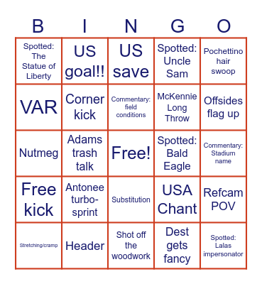 USA vs Paraguay Bingo Card