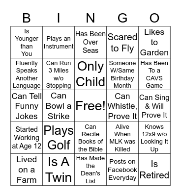 Do I Know You? Bingo Card