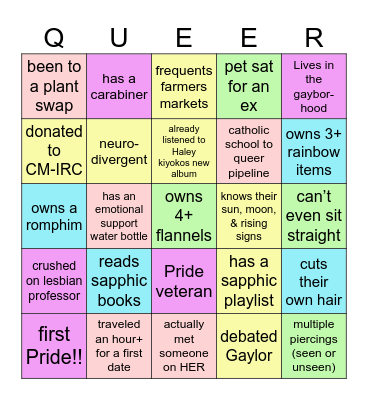 GAY-O WAS HER NAME-OH Bingo Card