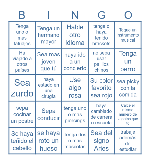 Encuentra a alguien que... Bingo Card