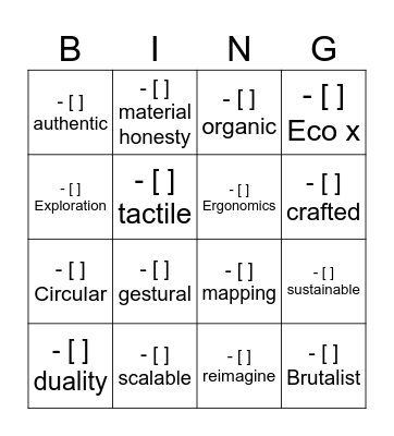 Design Buzzword Bingo Card