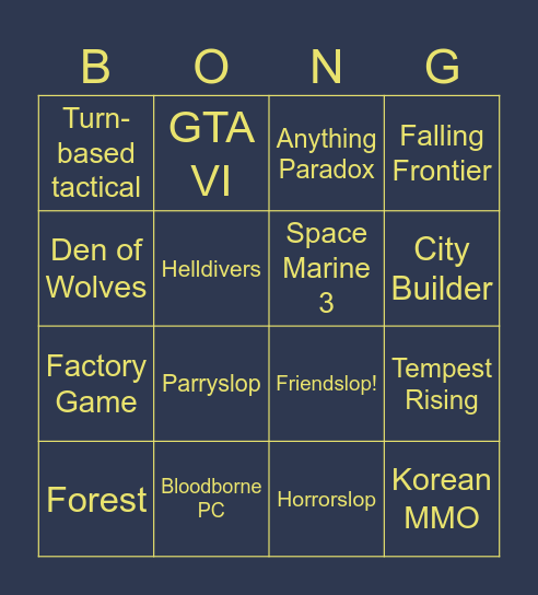 PCGaming Show Bingo Card