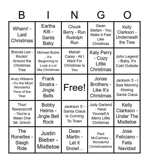 Round One: Christmas in June Bingo Card
