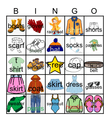Clothes, clothes, clothes! Bingo Card