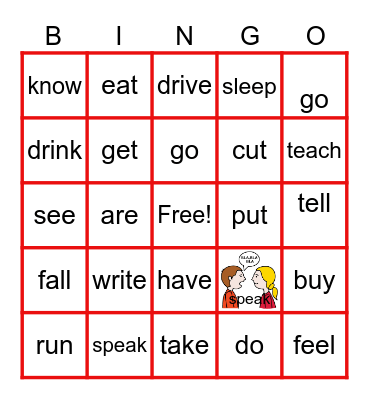 Irregular verbs (simple past) Bingo Card
