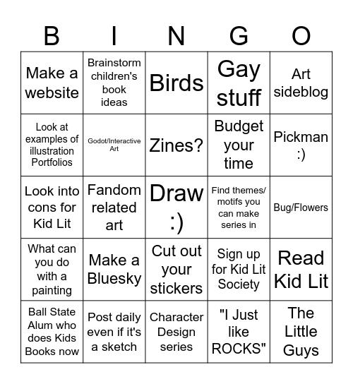 Illustration Career Bingo Card