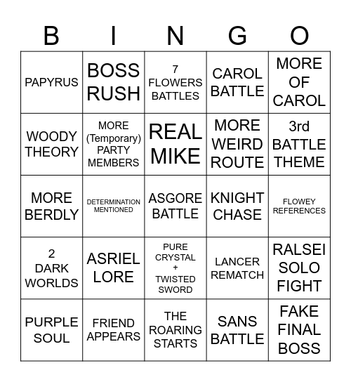 Deltarune CH5 Bingo Card